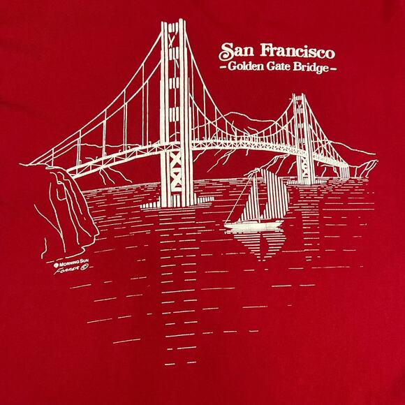 Vintage Golden Gate Bridge San Francisco Red Graphic T-Shirt Jerzees XL - Picture 2 of 10
